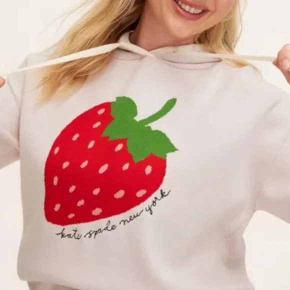 NWT Kate Spade Strawberry Hooded Sweatshirt Women's Hoodie Target Collab - Picture 5 of 7